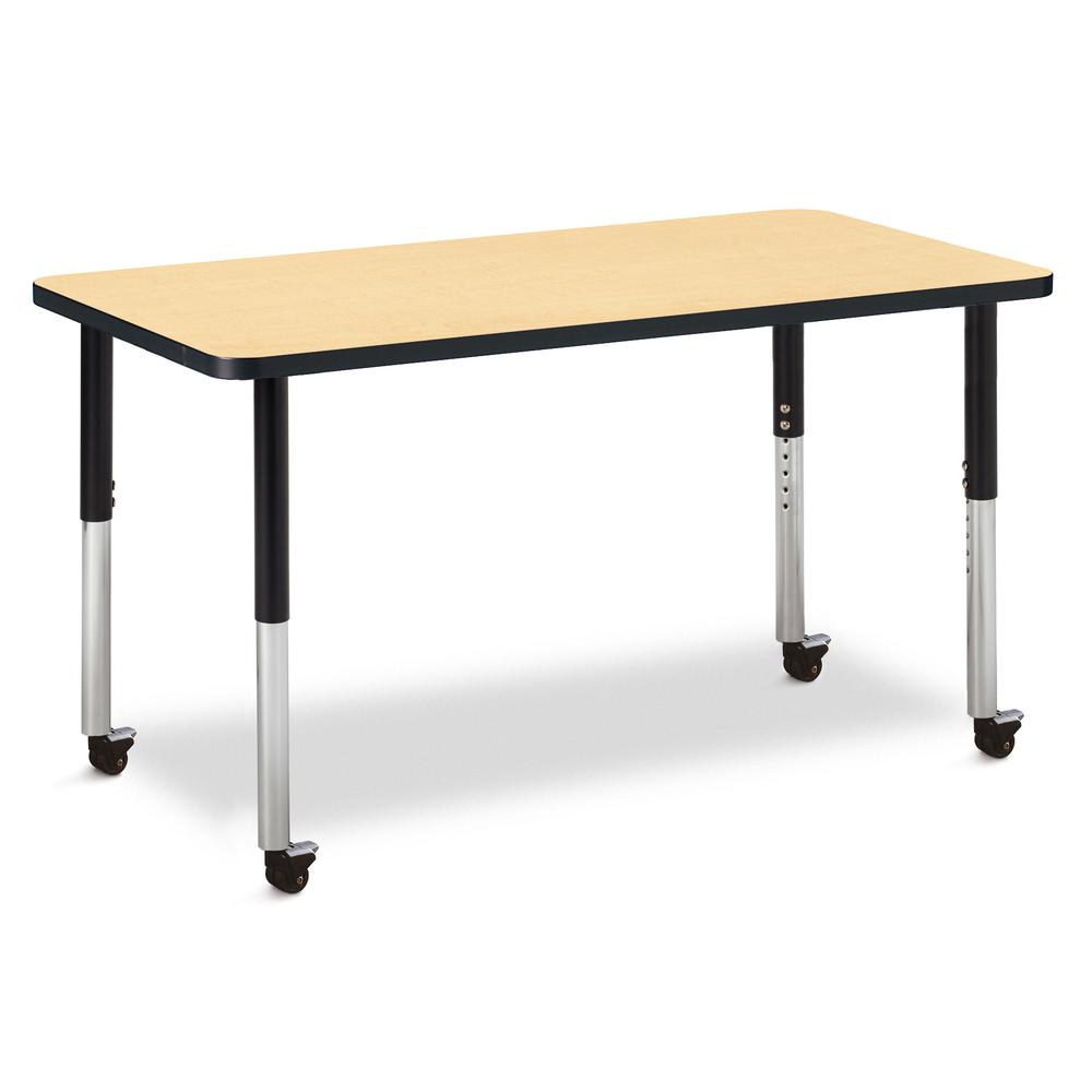Rectangle Activity Table - 24" X 48", Mobile - Maple/Black/Black