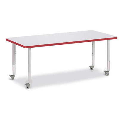 Rectangle Activity Table - 30" X 72", Mobile - Gray/Red/Gray