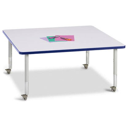 Square Activity Table - 48" X 48", Mobile - Gray/Purple/Gray