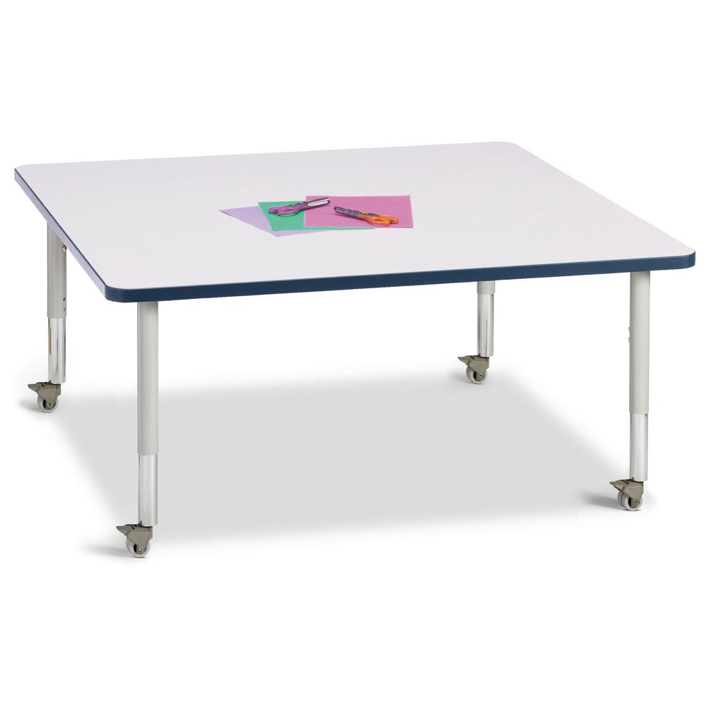 Square Activity Table - 48" X 48", Mobile - Gray/Navy/Gray