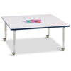 Square Activity Table - 48" X 48", Mobile - Gray/Navy/Gray