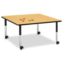 Square Activity Table - 48" X 48", Mobile - Oak/Black/Black