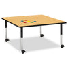 Square Activity Table - 48" X 48", Mobile - Oak/Black/Black