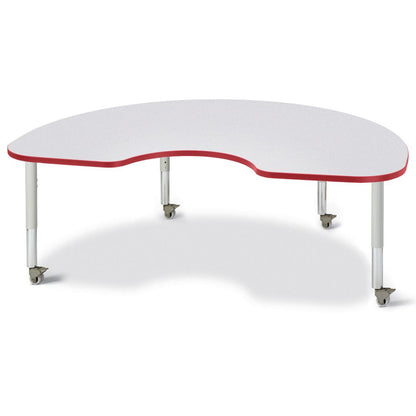 Kidney Activity Table - 48" X 72", Mobile - Gray/Red/Gray