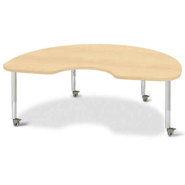 Kidney Activity Table - 48" X 72", Mobile - Maple/Maple/Gray
