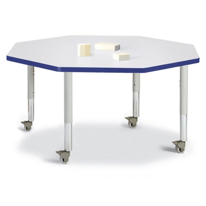 Octagon Activity Table - 48" X 48", Mobile - Gray/Purple/Gray