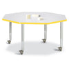 Octagon Activity Table - 48" X 48", Mobile - Gray/Yellow/Gray