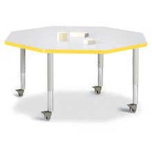 Octagon Activity Table - 48" X 48", Mobile - Gray/Yellow/Gray