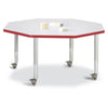 Octagon Activity Table - 48" X 48", Mobile - Gray/Red/Gray