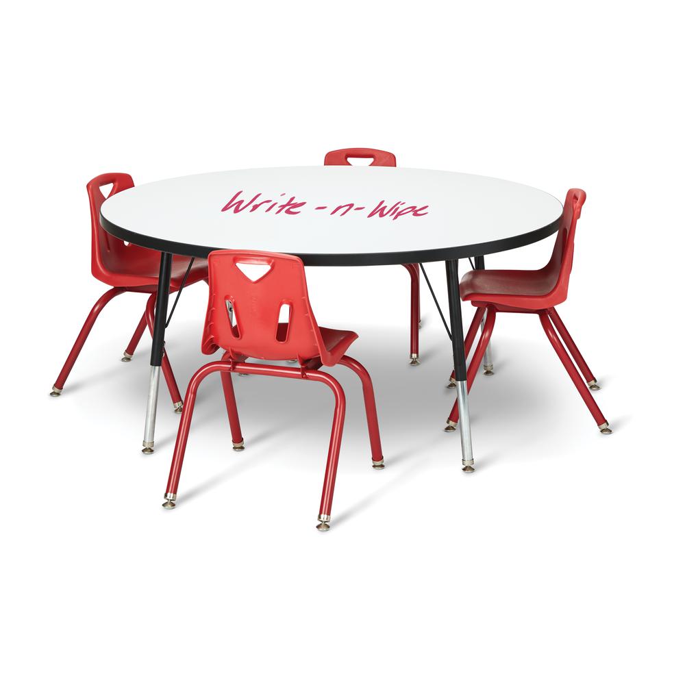 Berries® Round Dry Erase Table - 48" Diameter, Mobile - Write-n-Wipe/Black/Black