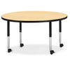 Round Activity Table - 48" Diameter, Mobile - Maple/Black/Black