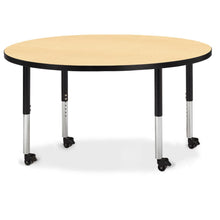 Round Activity Table - 48" Diameter, Mobile - Maple/Black/Black