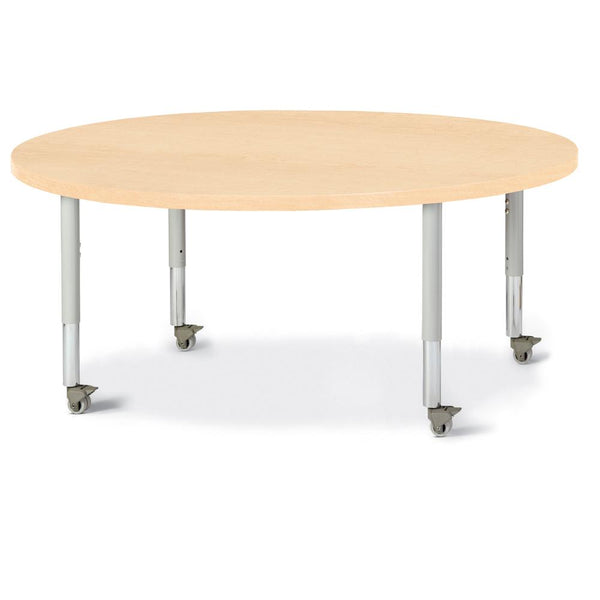 Round Activity Table - 48" Diameter, Mobile - Maple/Maple/Gray