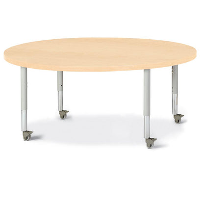Round Activity Table - 48" Diameter, Mobile - Maple/Maple/Gray