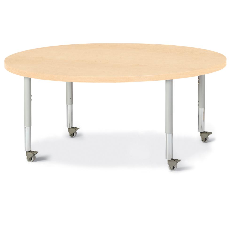 Round Activity Table - 48" Diameter, Mobile - Maple/Maple/Gray