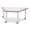 Trapezoid Activity Tables - 30" X 60", Mobile - Gray/Red/Gray