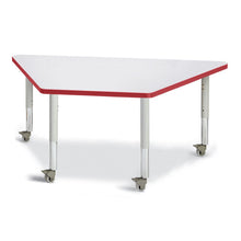 Trapezoid Activity Tables - 30" X 60", Mobile - Gray/Red/Gray