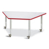 Trapezoid Activity Tables - 30" X 60", Mobile - Gray/Red/Gray