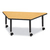 Trapezoid Activity Tables - 30" X 60", Mobile - Oak/Black/Black