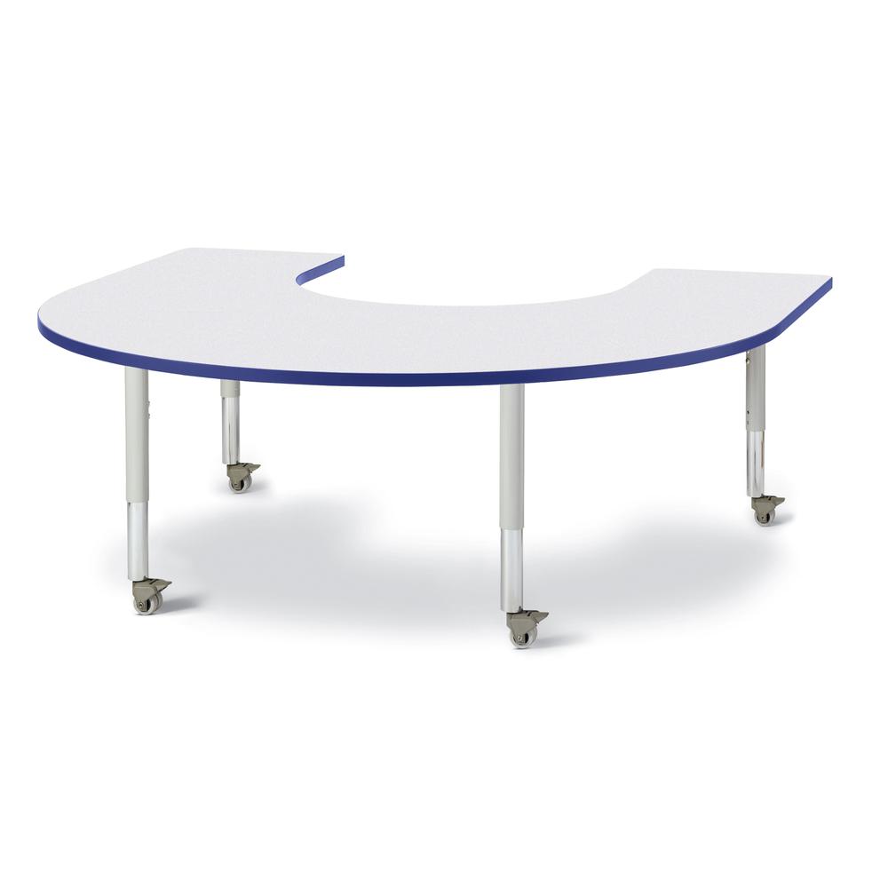 Horseshoe Activity Table - 66" X 60", Mobile - Gray/Purple/Gray