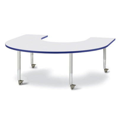 Horseshoe Activity Table - 66" X 60", Mobile - Gray/Purple/Gray