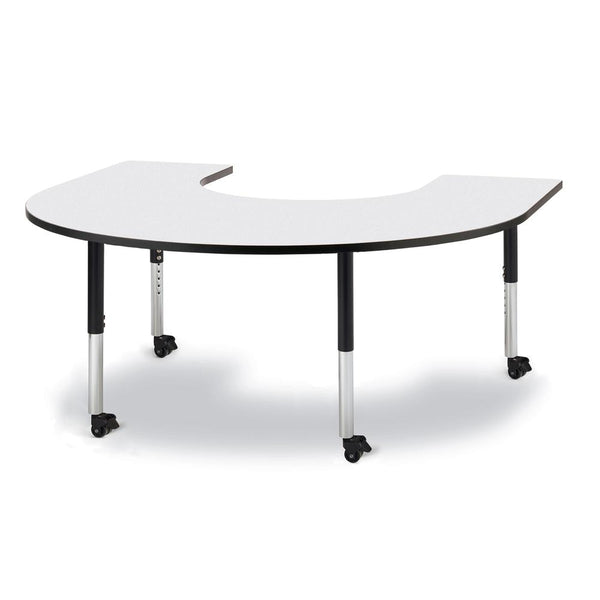 Horseshoe Activity Table - 66" X 60", Mobile - Gray/Black/Black