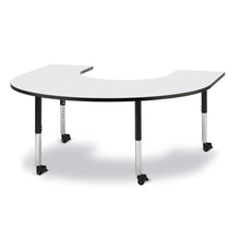Horseshoe Activity Table - 66" X 60", Mobile - Gray/Black/Black