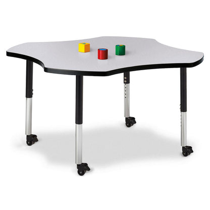 Four Leaf Activity Table - 48", Mobile - Gray/Black/Black
