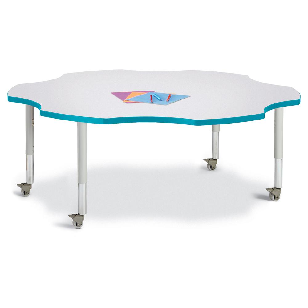 Six Leaf Activity Table - 60", Mobile - Gray/Teal/Gray