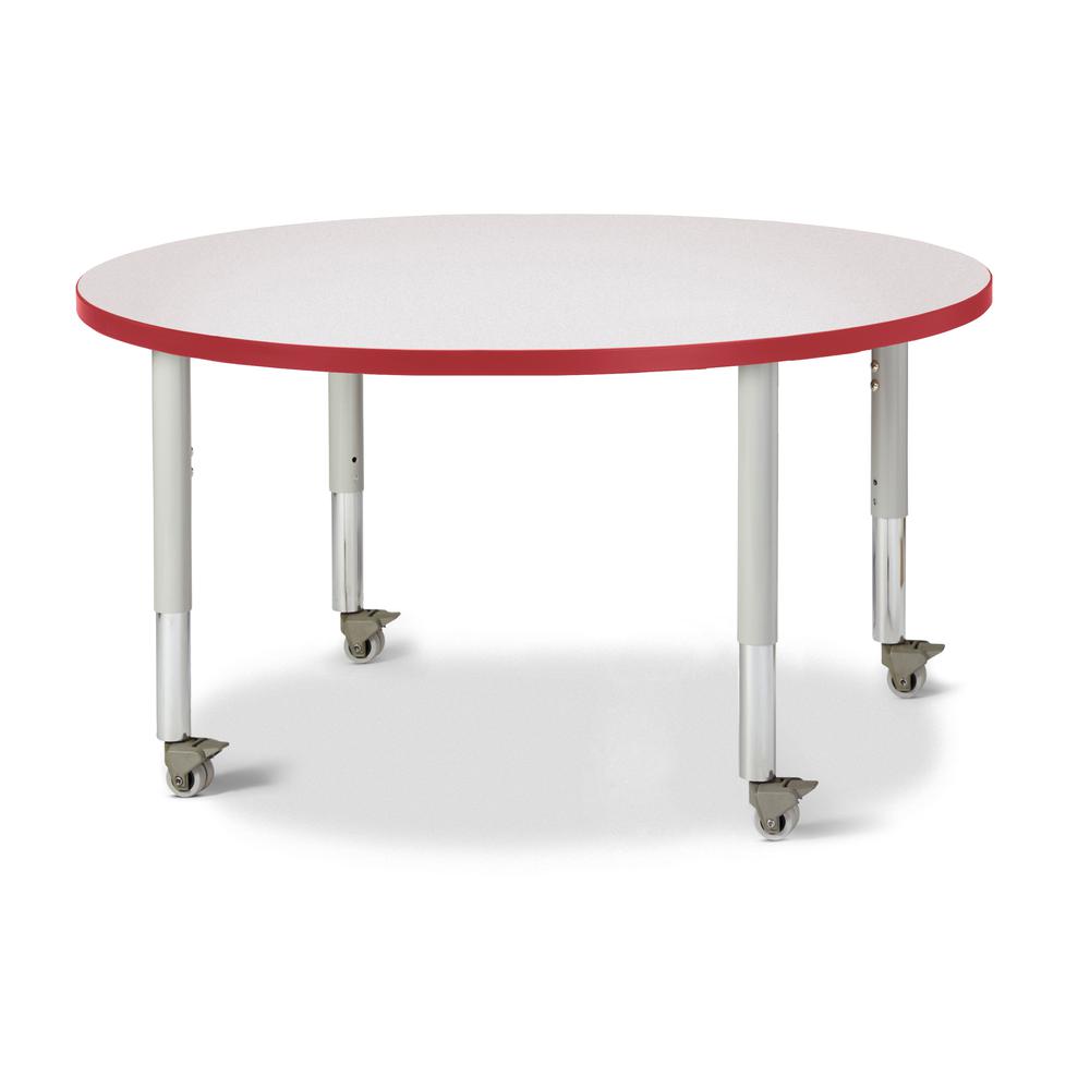 Round Activity Table - 42" Diameter, Mobile - Gray/Red/Gray
