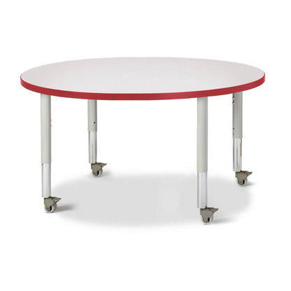 Round Activity Table - 42" Diameter, Mobile - Gray/Red/Gray