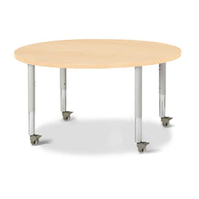 Round Activity Table - 42" Diameter, Mobile - Maple/Maple/Gray