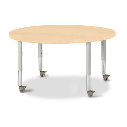 Round Activity Table - 42" Diameter, Mobile - Maple/Maple/Gray