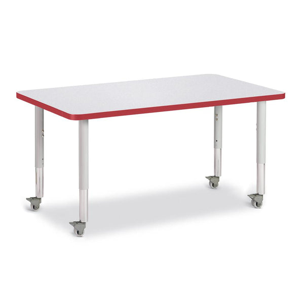 Rectangle Activity Table - 30" X 48", Mobile - Gray/Red/Gray