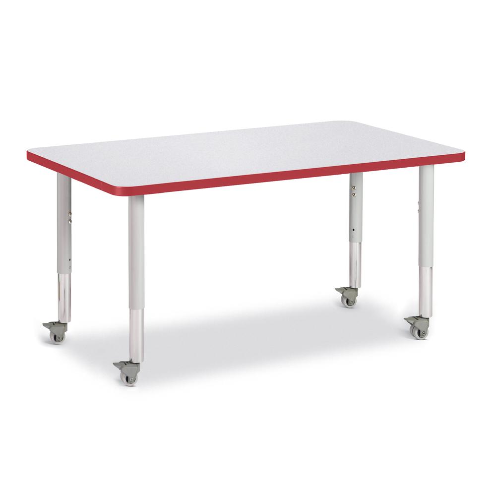 Rectangle Activity Table - 30" X 48", Mobile - Gray/Red/Gray