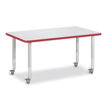 Rectangle Activity Table - 30" X 48", Mobile - Gray/Red/Gray