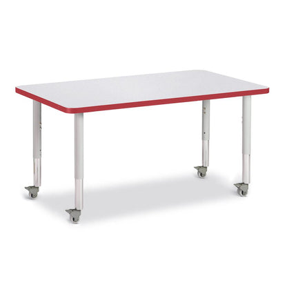 Rectangle Activity Table - 30" X 48", Mobile - Gray/Red/Gray