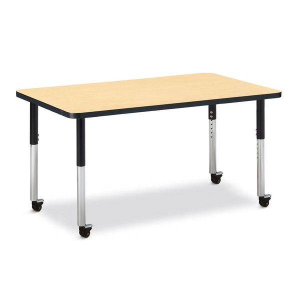 Rectangle Activity Table - 30" X 48", Mobile - Maple/Black/Black