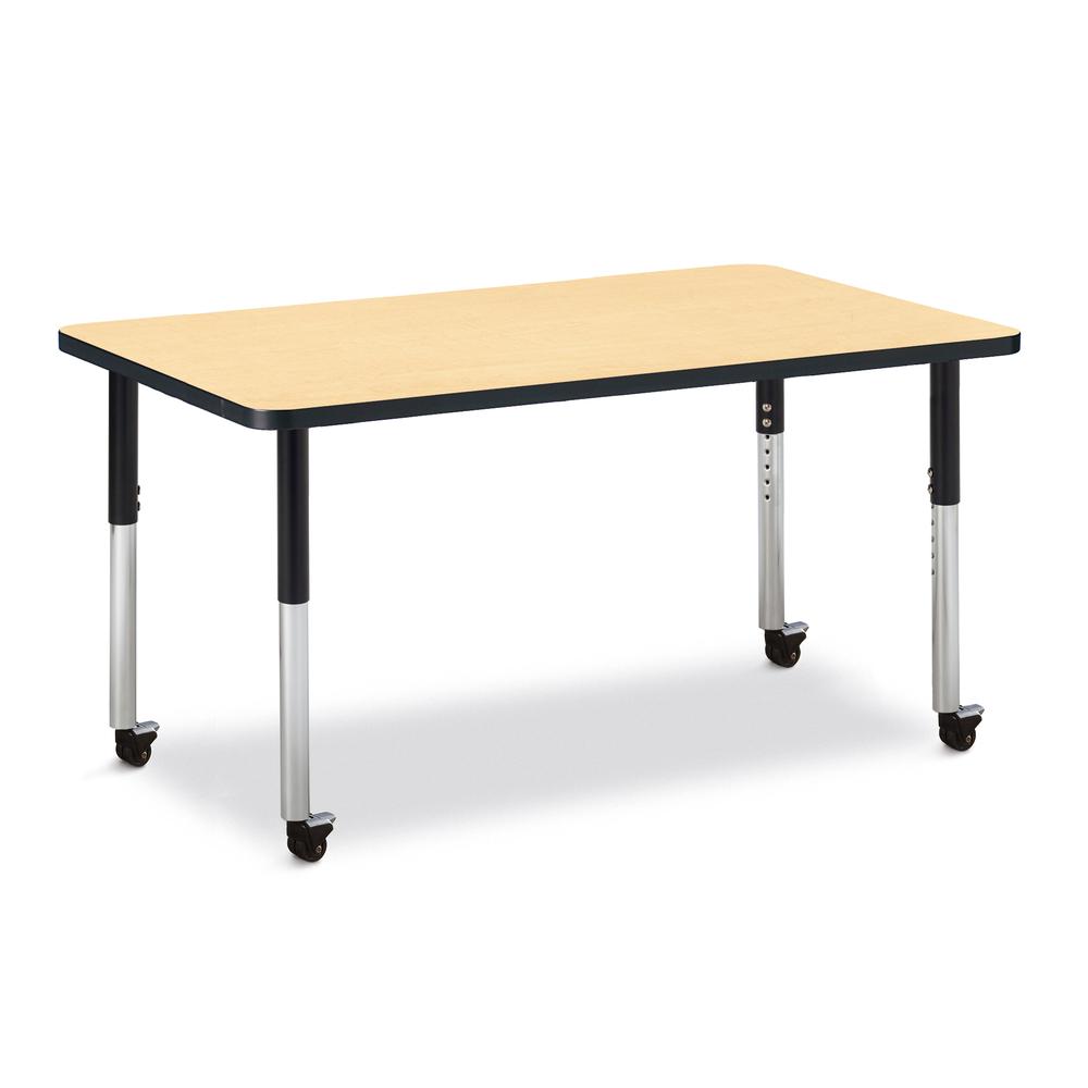 Rectangle Activity Table - 30" X 48", Mobile - Maple/Black/Black