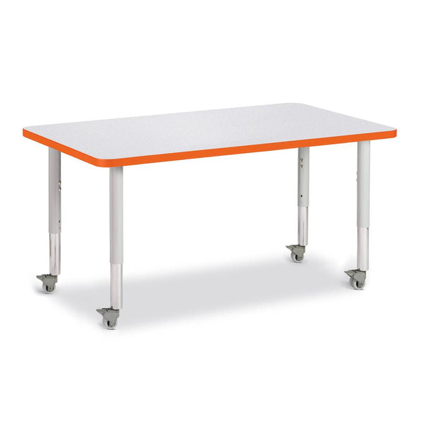 Rectangle Activity Table - 30" X 48", Mobile - Gray/Orange/Gray