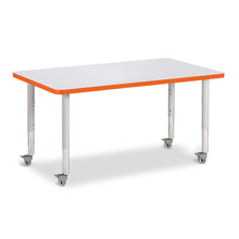 Rectangle Activity Table - 30" X 48", Mobile - Gray/Orange/Gray