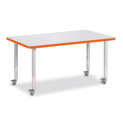 Rectangle Activity Table - 30" X 48", Mobile - Gray/Orange/Gray