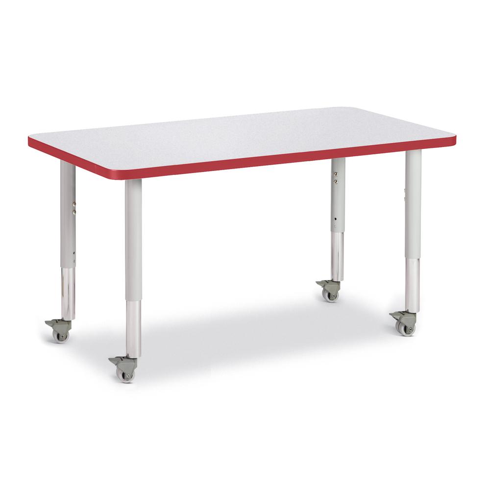 Rectangle Activity Table - 24" X 36", Mobile - Gray/Red/Gray