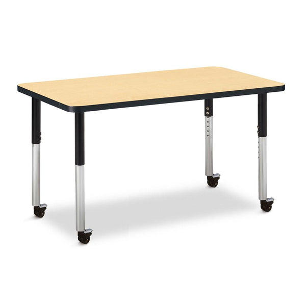 Rectangle Activity Table - 24" X 36", Mobile - Maple/Black/Black