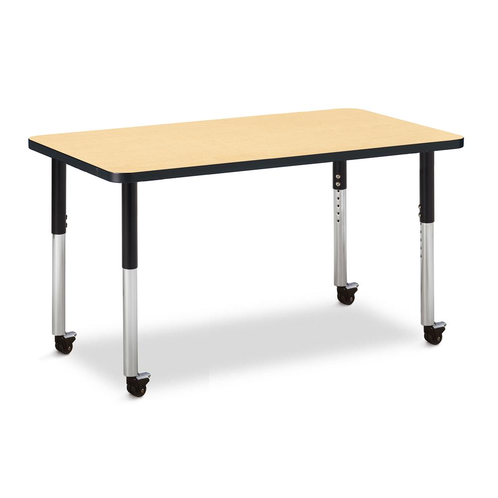 Rectangle Activity Table - 24" X 36", Mobile - Maple/Black/Black