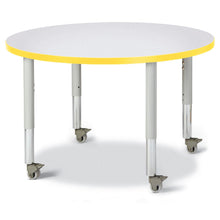 Round Activity Table - 36" Diameter, Mobile - Gray/Yellow/Gray