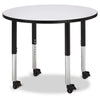 Round Activity Table - 36" Diameter, Mobile - Gray/Black/Black