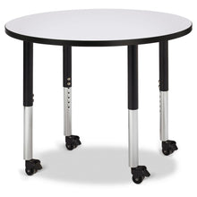 Round Activity Table - 36" Diameter, Mobile - Gray/Black/Black