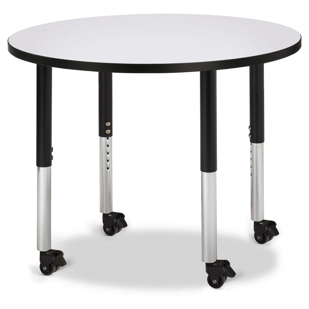 Round Activity Table - 36" Diameter, Mobile - Gray/Black/Black