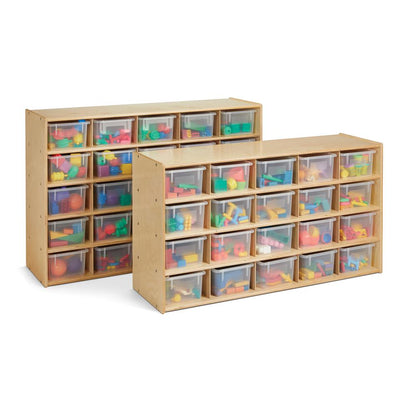 25 Cubbie-Tray Storage - with Clear Bins